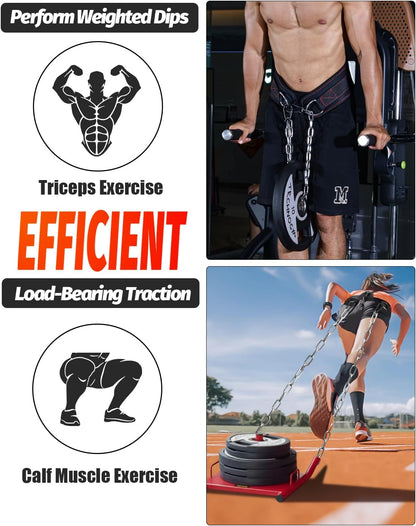 Dip belt With 37-40" Chain, 550lbs - 650lbs Weight Capacity, Weightlifting Belt for Dips and Pullups - My Store