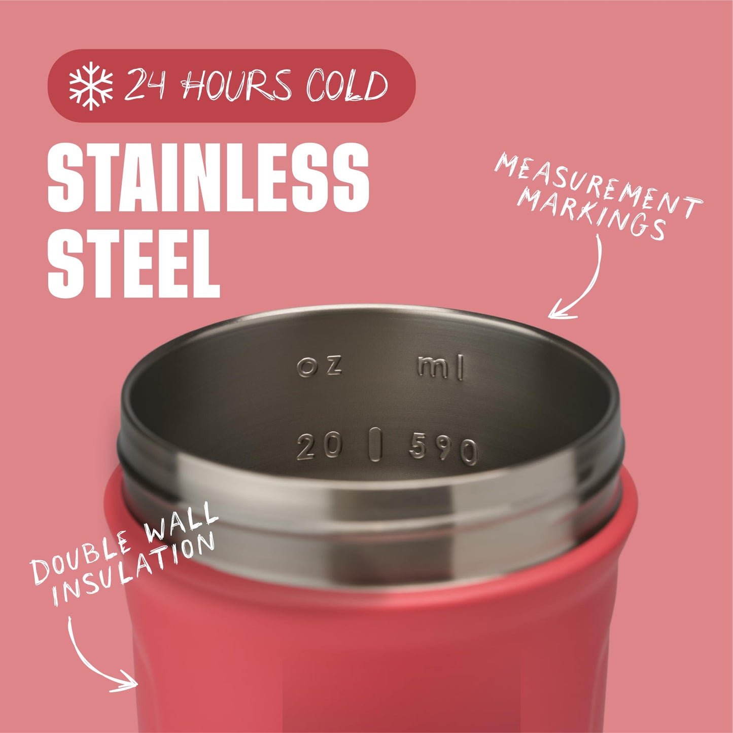 BlenderBottle Strada Shaker Cup Insulated Stainless Steel Water Bottle with Wire Whisk, 24-Ounce, Black - My Store