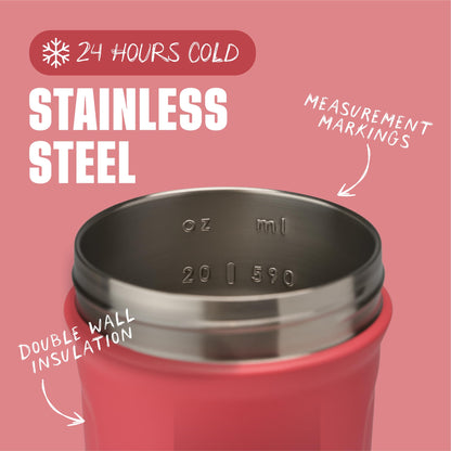 BlenderBottle Strada Shaker Cup Insulated Stainless Steel Water Bottle with Wire Whisk, 24-Ounce, Black - My Store