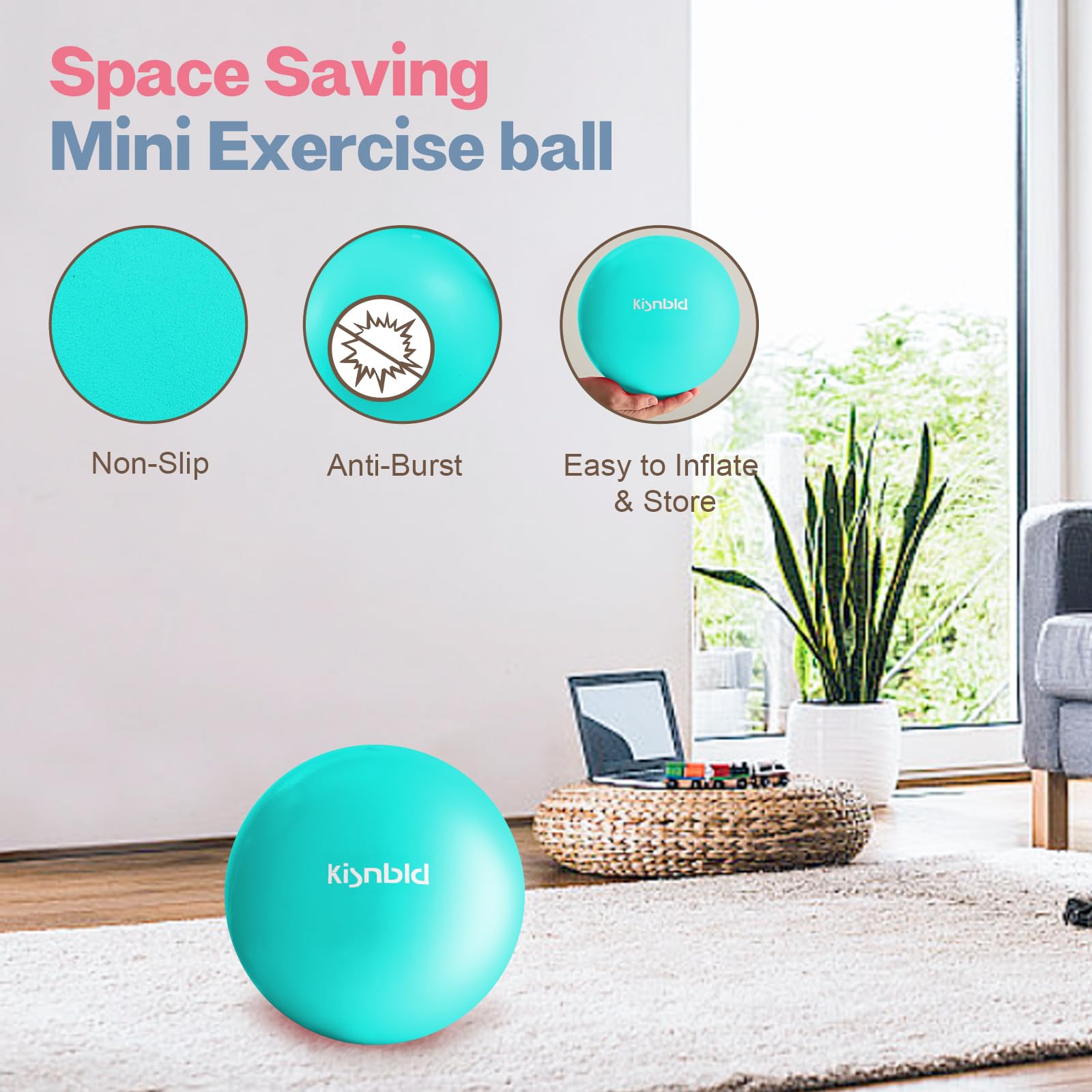 Small Exercise Ball, 9 Inch Mini Pilates Ball, Anti Burst and Slip Resistant Mini Yoga Ball for Stability, Fitness, Physical Therapy, Stretching & Core Strength Workout at Home Gym & Office - My Store