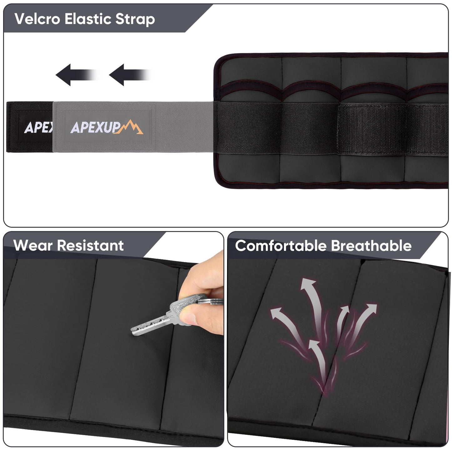 APEXUP 10lbs/Pair Adjustable Ankle Weights for Women and Men, Modularized Leg Weight Straps for Yoga, Walking, Running, Aerobics, Gym