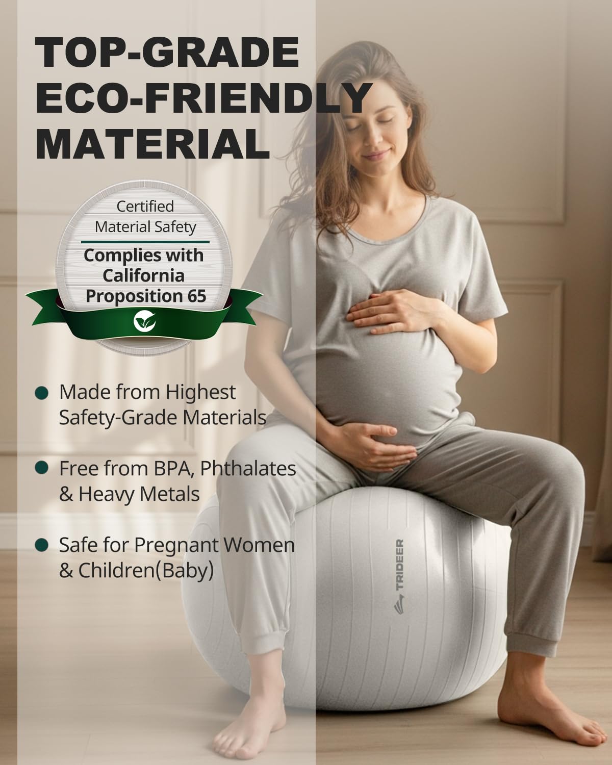 Trideer Extra Thick Yoga Ball Exercise Ball, 5 Sizes Gym Ball, Heavy Duty Ball Chair for Balance, Stability, Pregnancy, Quick Pump Included - My Store