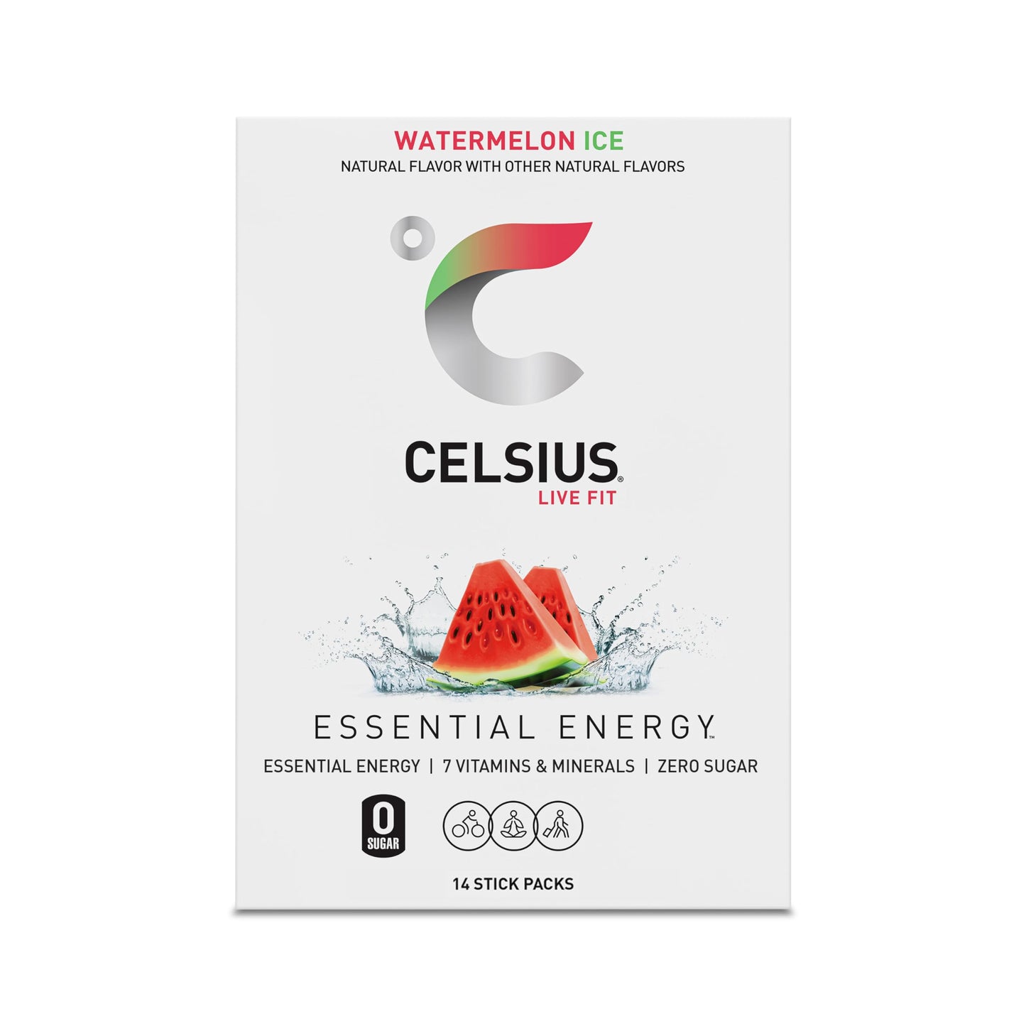 CELSIUS On-the-Go Powder Stick Zero Sugar (14 Sticks per Pack), Orange, 2.60 Oz