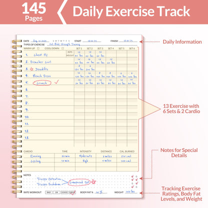 Fitness Journal Workout Planner for Women & Men, A5 (6.4" x 8.3") Workout Journal Log Book Planner Gift for Track Gym Essentials, Home Workouts, Track Progress, Achieve Wellness Goals, Black - My Store