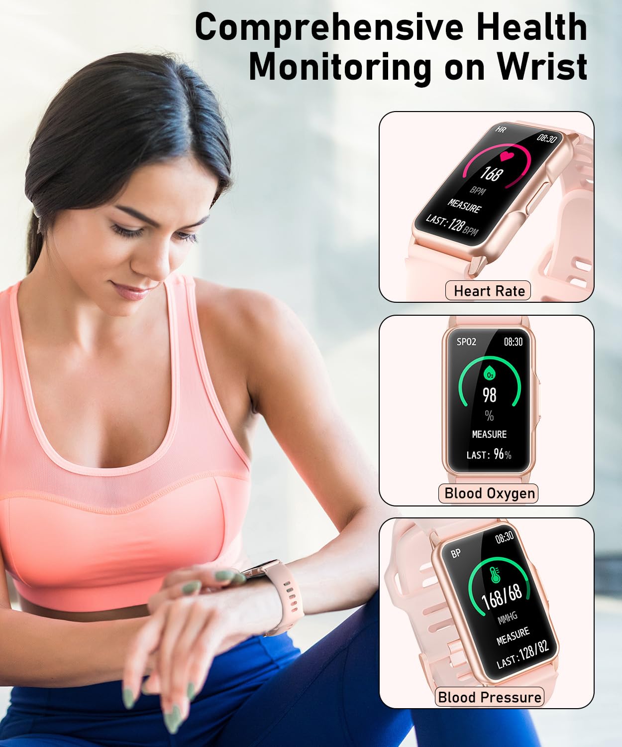 Smart Watch Fitness Tracker with 24/7 Heart Rate, Blood Oxygen Blood Pressure Monitor Sleep Tracker 120 Sports Modes Activity Trackers Step Calorie Counter IP68 Waterproof for Andriod iPhone Women Men - My Store