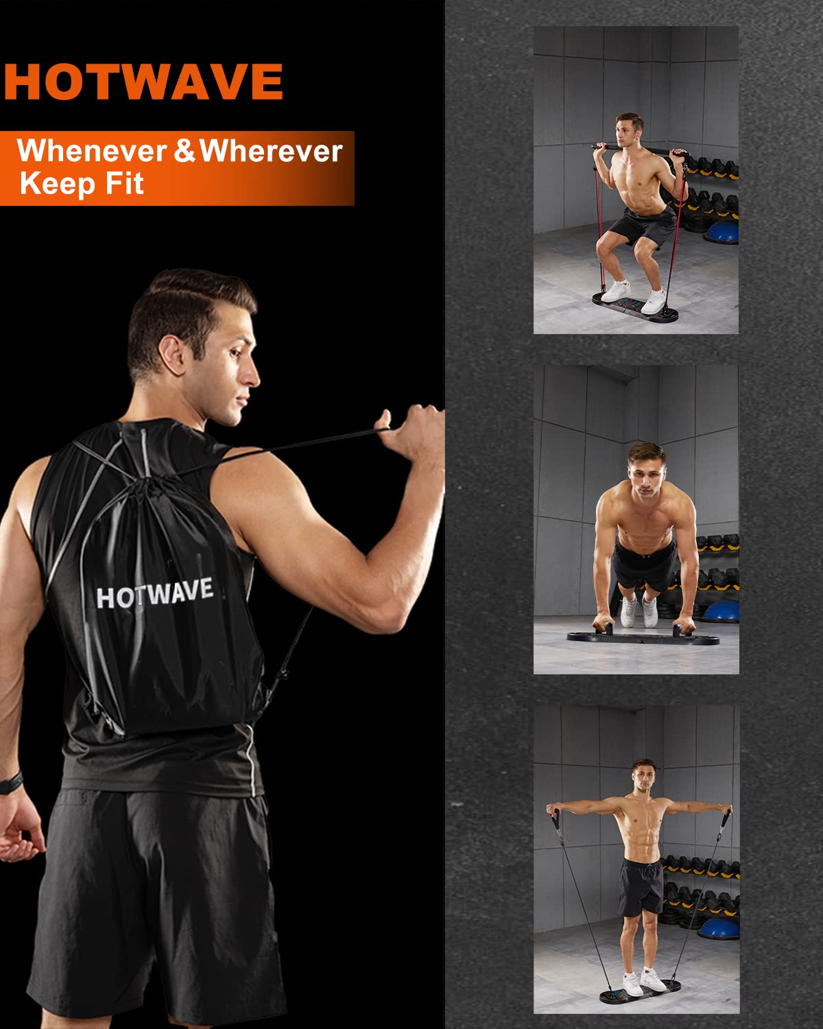 HOTWAVE Push Up Board Fitness, Portable Foldable 20 in 1 Push Up Bar at Home Gym, Pushup Handles for Floor. Professional Strength Training Equipment For Man and Women,Patent Pending - My Store