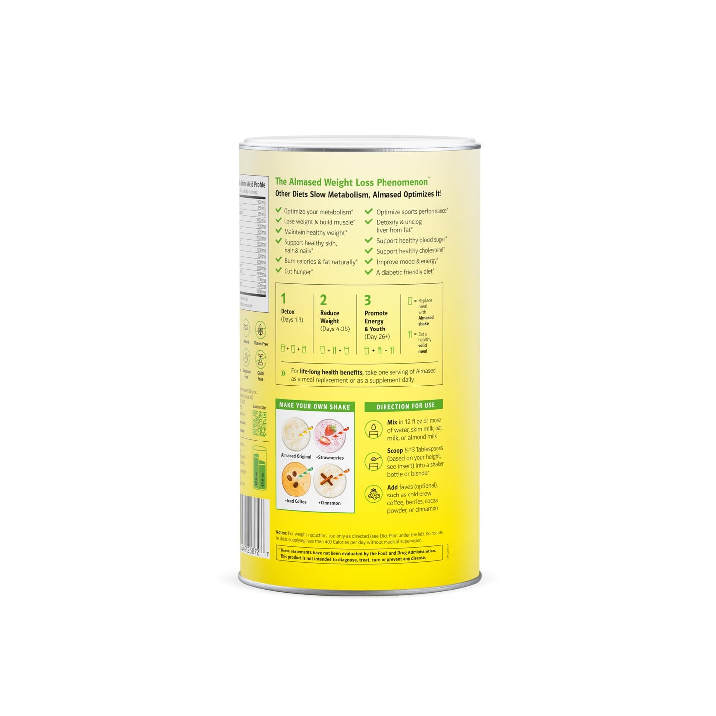 Almased Vanilla Meal Replacement Shake - Low-Glycemic High Plant Base Protein Powder- Nutritional Weight Health Support Supplement - Vanilla Flavor - 17.6 oz (1.1 Pound (1 Pack)) - My Store