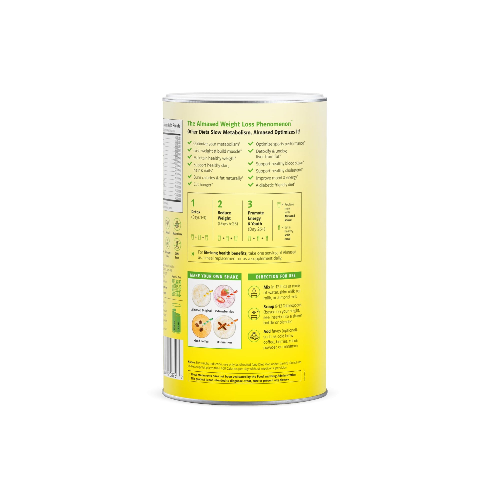 Almased Vanilla Meal Replacement Shake - Low-Glycemic High Plant Base Protein Powder- Nutritional Weight Health Support Supplement - Vanilla Flavor - 17.6 oz (1.1 Pound (1 Pack)) - My Store