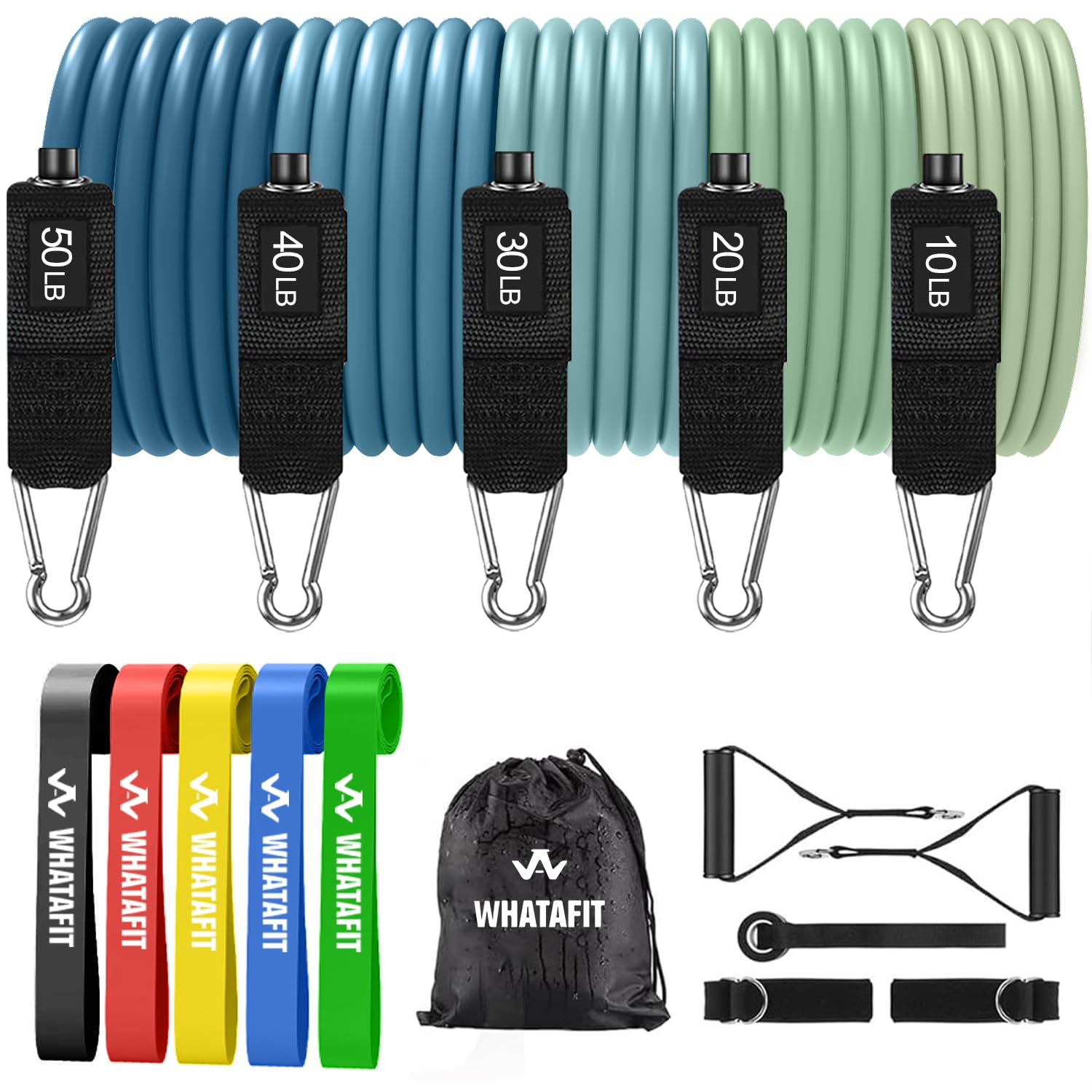 WHATAFIT Resistance Bands, Exercise Bands，Resistance Bands for Working Out, Work Out Bands with Handles for Men and Women Fitness, Strength Training Home Gym Equipment - My Store