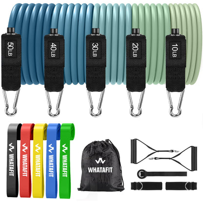 WHATAFIT Resistance Bands, Exercise Bands，Resistance Bands for Working Out, Work Out Bands with Handles for Men and Women Fitness, Strength Training Home Gym Equipment - My Store