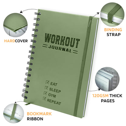 Nextnoid Hardcover Fitness Journal Workout Planner for Men & Women - A5(5.7" x 8.3") Sturdy Workout Log Book to Track Gym & Home Workouts - My Store