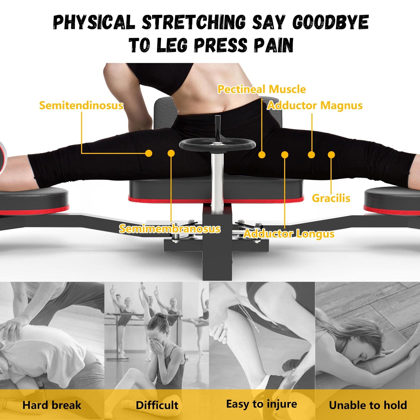 Rigel Leg Stretcher, 220LBS Leg Stretch Machine, Heavy Duty Steel Frame Equipment Splits Machine, Leg Stretching Training Machine for Home Gym Split Machine Training Fitness