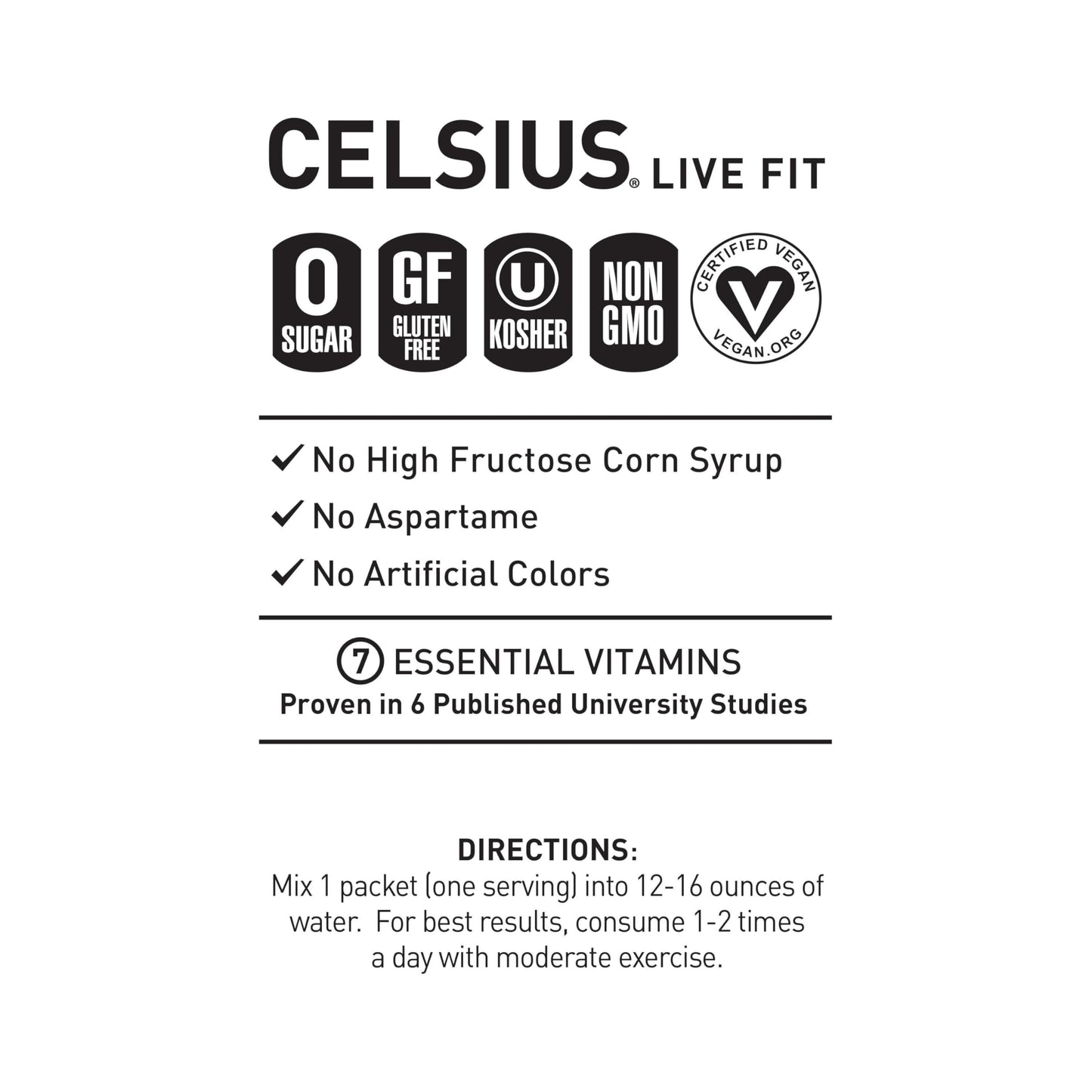 CELSIUS On-the-Go Powder Stick Zero Sugar (14 Sticks per Pack), Orange, 2.60 Oz