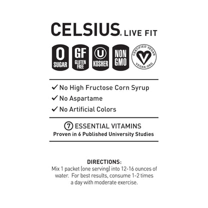 CELSIUS On-the-Go Powder Stick Zero Sugar (14 Sticks per Pack), Orange, 2.60 Oz