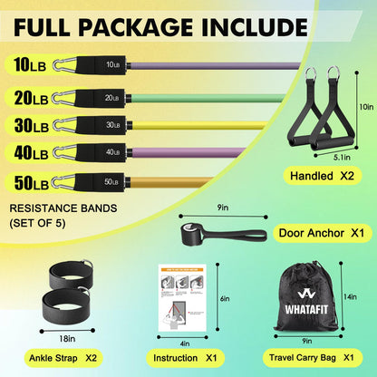 WHATAFIT Resistance Bands, Exercise Bands，Resistance Bands for Working Out, Work Out Bands with Handles for Men and Women Fitness, Strength Training Home Gym Equipment - My Store