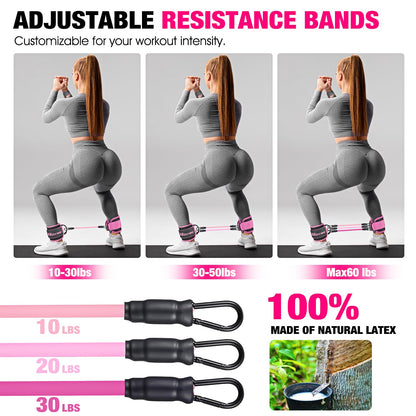 Ankle Resistance Bands with Cuffs, Ankle Bands for Working Out, Ankle Resistance Band for Leg, Booty Workout Equipment for Kickbacks Hip Fitness Training, Exercise Bands for Butt Lift Women - My Store