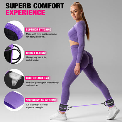 Ankle Resistance Bands with Cuffs, Ankle Bands for Working Out, Ankle Resistance Band for Leg, Booty Workout Equipment for Kickbacks Hip Fitness Training, Exercise Bands for Butt Lift Women - My Store