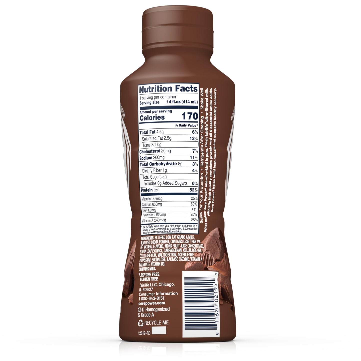 Core Power Protein Shake, Chocolate, 26g Bottle, 14oz, 12 Pack - My Store