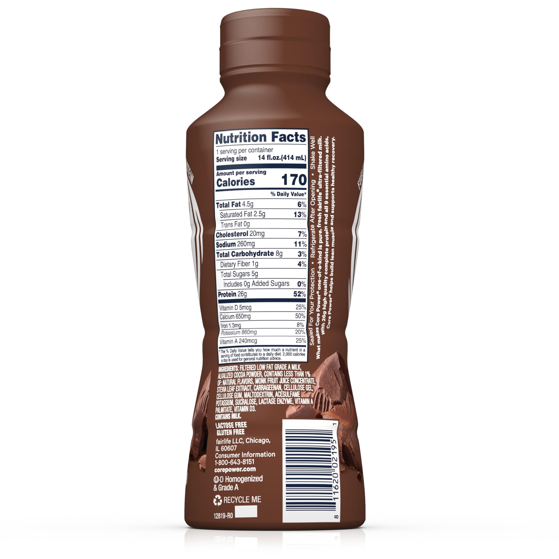 Core Power Protein Shake, Chocolate, 26g Bottle, 14oz, 12 Pack - My Store