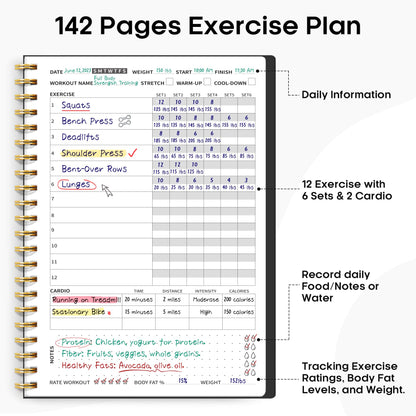 Fitness Workout Journal for Women & Men, A5(5.5" x 8.2") Workout Log Book Planner for Tracking, Progress, and Achieving Your Wellness Goals - Green - My Store