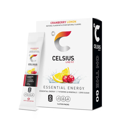 CELSIUS On-the-Go Powder Stick Zero Sugar (14 Sticks per Pack), Orange, 2.60 Oz