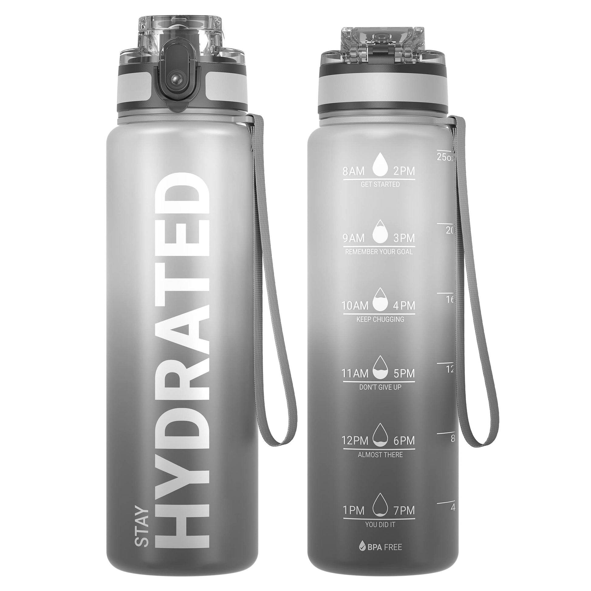 Sahara Sailor Water Bottle, 32/25/17oz Durable and Leakproof Water Bottles Motivational with Time Marker, Tritan, BPA Free, Wide Mouth with Easy Clean Brush for Gym, Travel, School, Office (1 Bottle) - My Store