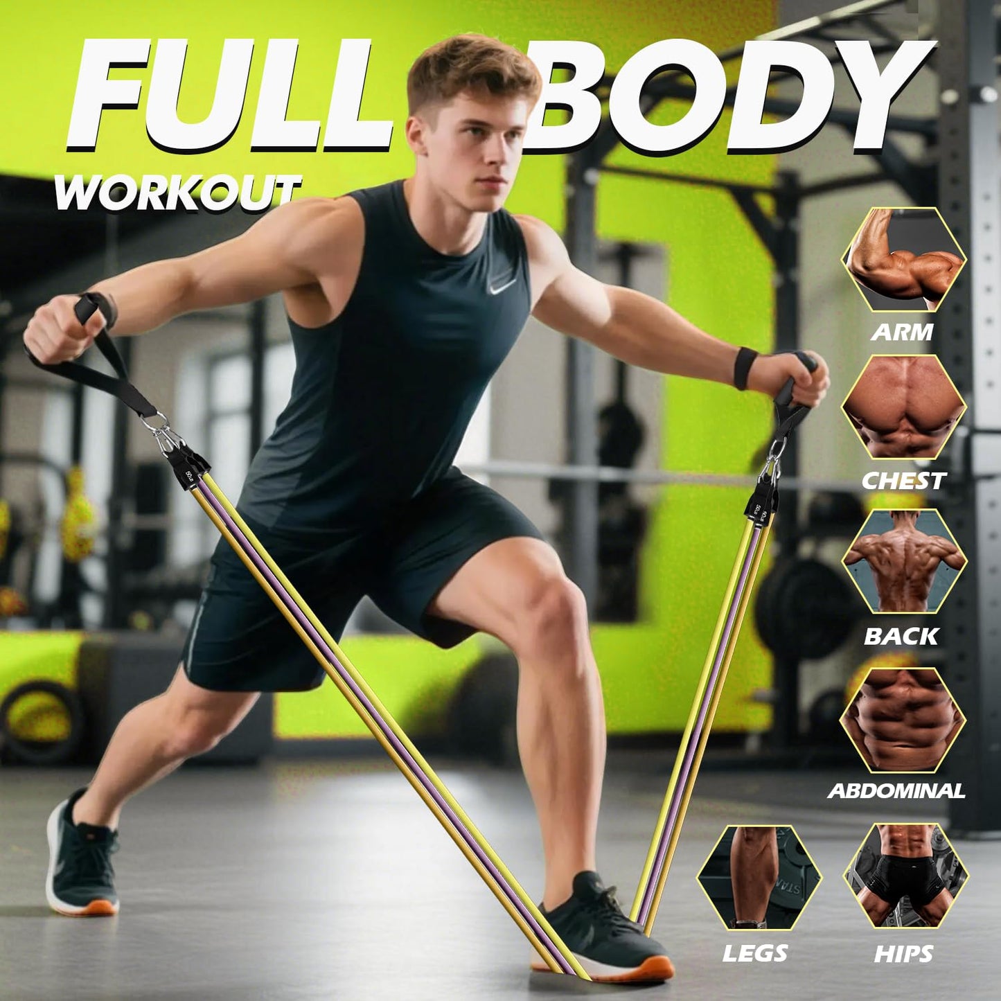 WHATAFIT Resistance Bands, Exercise Bands，Resistance Bands for Working Out, Work Out Bands with Handles for Men and Women Fitness, Strength Training Home Gym Equipment - My Store