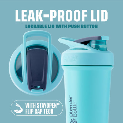 BlenderBottle Strada Shaker Cup Insulated Stainless Steel Water Bottle with Wire Whisk, 24-Ounce, Black - My Store