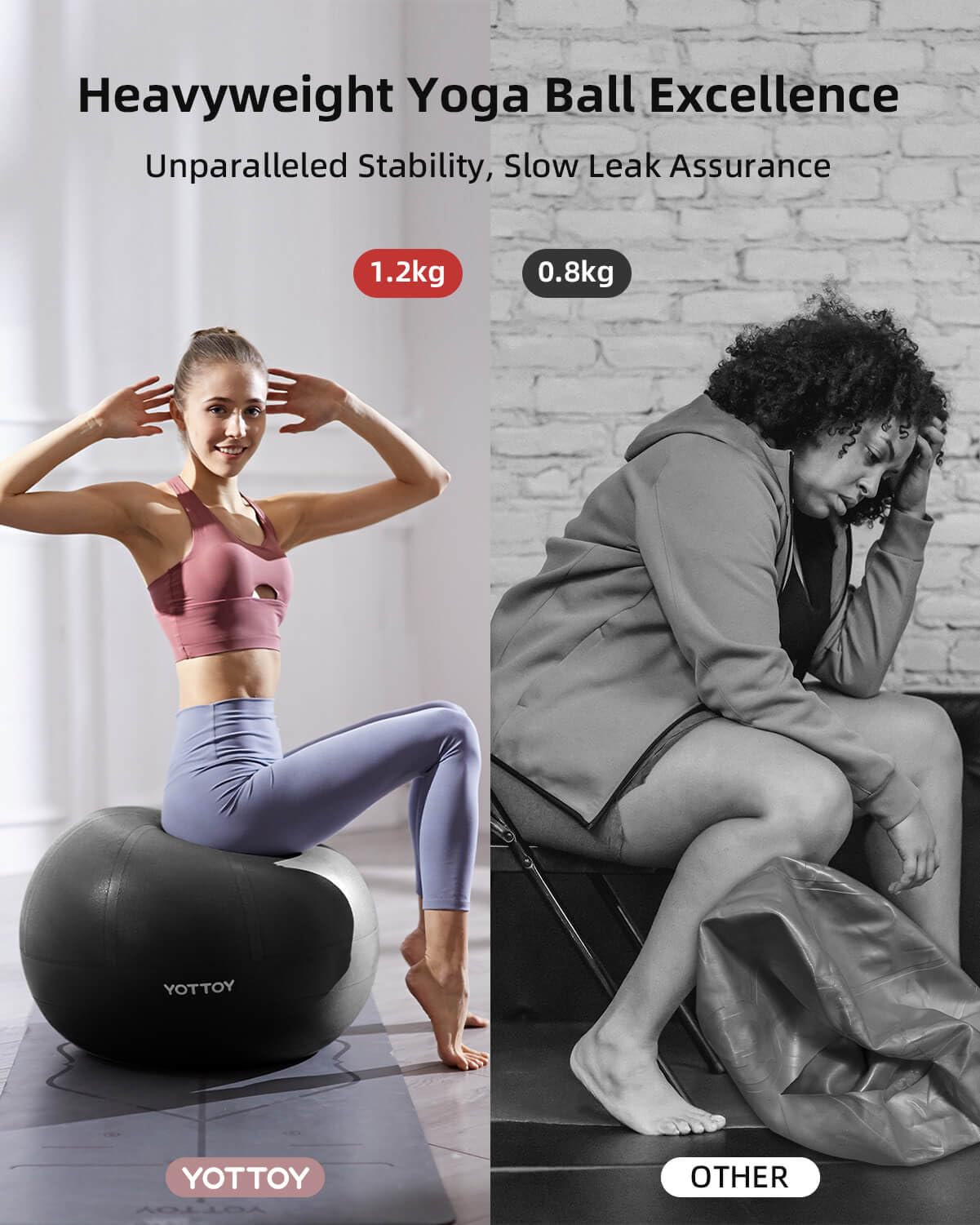 YOTTOY Anti-Burst Exercise Ball for Working Out, Yoga & Pregnancy, Extra Thick Workout Ball for Physical Therapy & Fitness - My Store