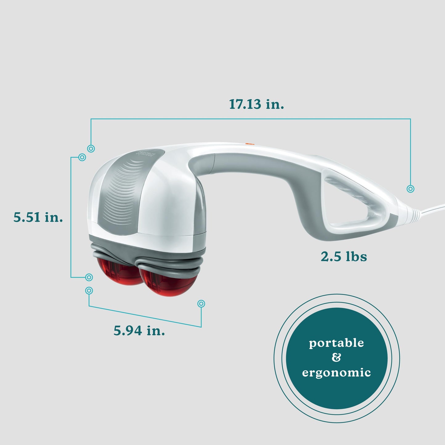 Homedics Back Massager - Heated Automatic Percussion Back, Body and Neck Massager with Dual Pivoting Heads, Interchangeable Nodes, for Shoulders, Legs and Feet, White - My Store