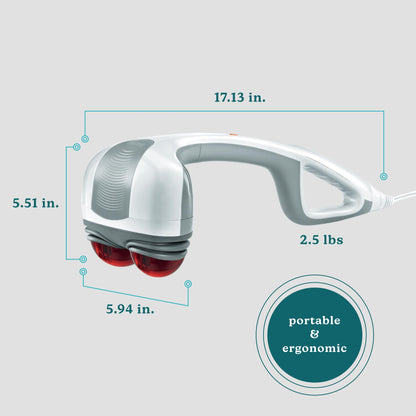 Homedics Back Massager - Heated Automatic Percussion Back, Body and Neck Massager with Dual Pivoting Heads, Interchangeable Nodes, for Shoulders, Legs and Feet, White - My Store