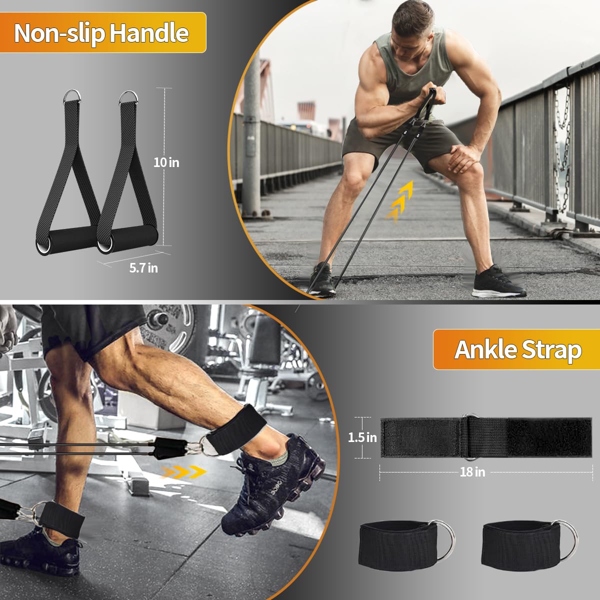 WHATAFIT Resistance Bands, Exercise Bands，Resistance Bands for Working Out, Work Out Bands with Handles for Men and Women Fitness, Strength Training Home Gym Equipment - My Store