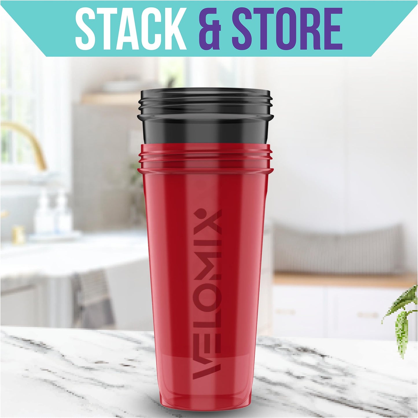 VELOMIX - 2 Pack- 28 oz Protein Shaker Bottles for Protein Mixes - 2x Wire Whisk | Leak Proof Shaker Cups for Protein Shakes | Protein Shaker Bottle Pack (Black/Transparent) - My Store