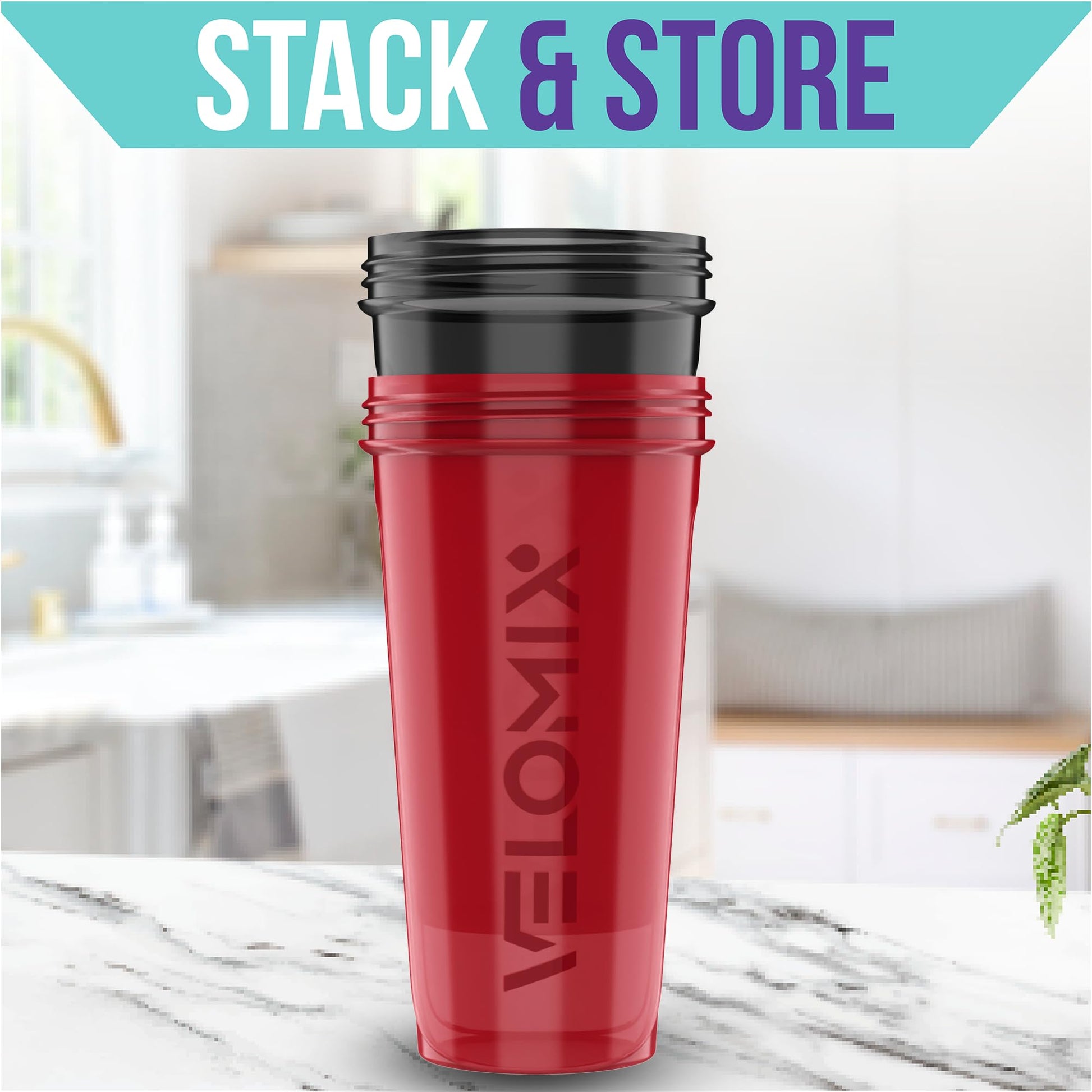 VELOMIX - 2 Pack- 28 oz Protein Shaker Bottles for Protein Mixes - 2x Wire Whisk | Leak Proof Shaker Cups for Protein Shakes | Protein Shaker Bottle Pack (Black/Transparent) - My Store