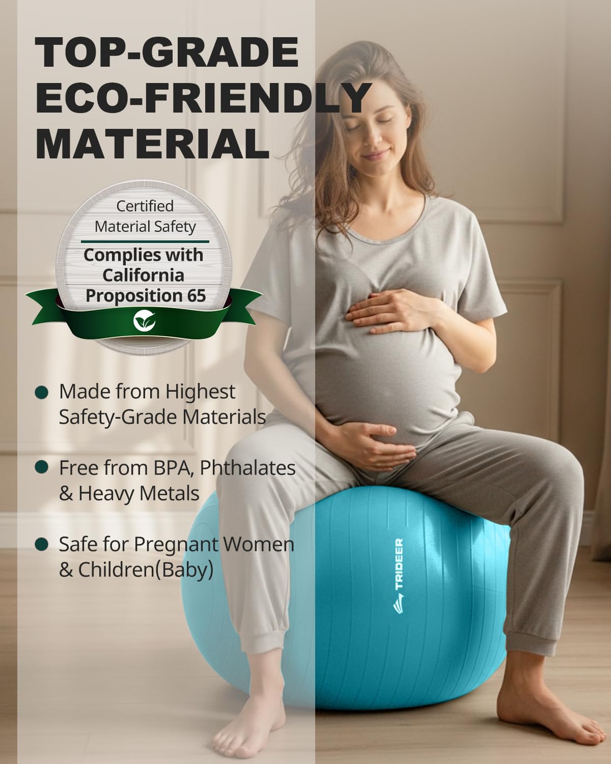 Trideer Extra Thick Yoga Ball Exercise Ball, 5 Sizes Gym Ball, Heavy Duty Ball Chair for Balance, Stability, Pregnancy, Quick Pump Included - My Store