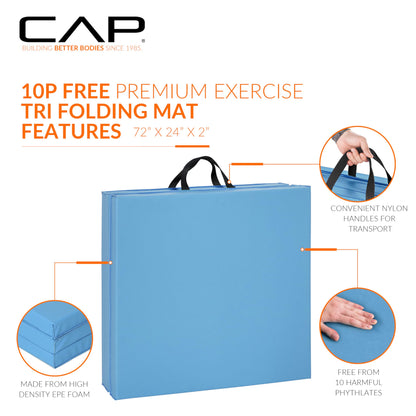 CAP Barbell All Purpose Folding Anti Tear Exercise Training Aerobic Fitness Gym & Gymnastics Balance Mat | Multiple colors