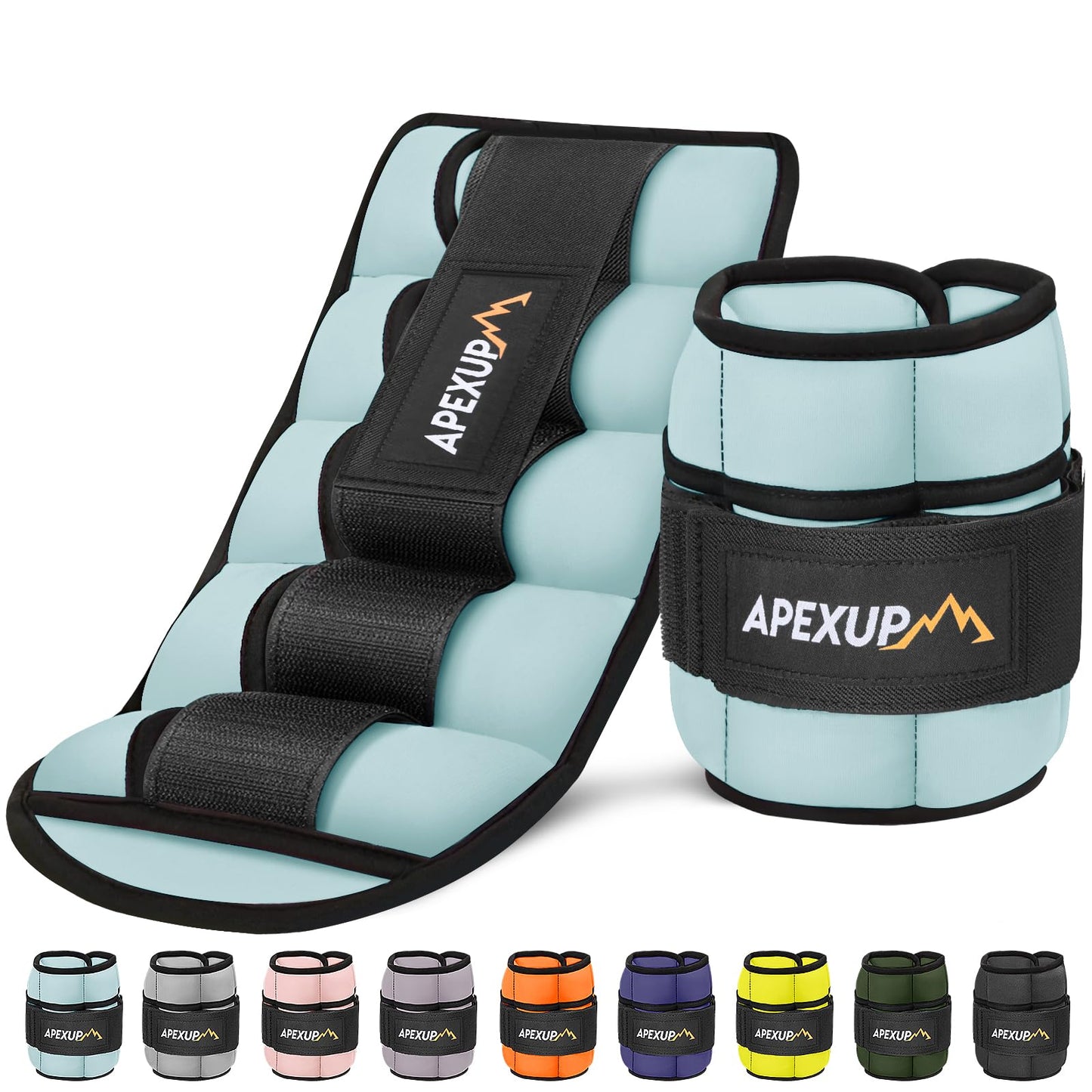 APEXUP 10lbs/Pair Adjustable Ankle Weights for Women and Men, Modularized Leg Weight Straps for Yoga, Walking, Running, Aerobics, Gym
