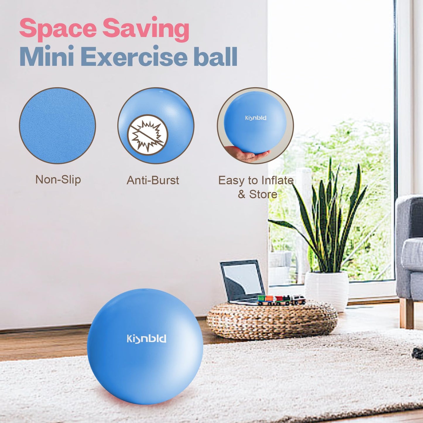Small Exercise Ball, 9 Inch Mini Pilates Ball, Anti Burst and Slip Resistant Mini Yoga Ball for Stability, Fitness, Physical Therapy, Stretching & Core Strength Workout at Home Gym & Office - My Store
