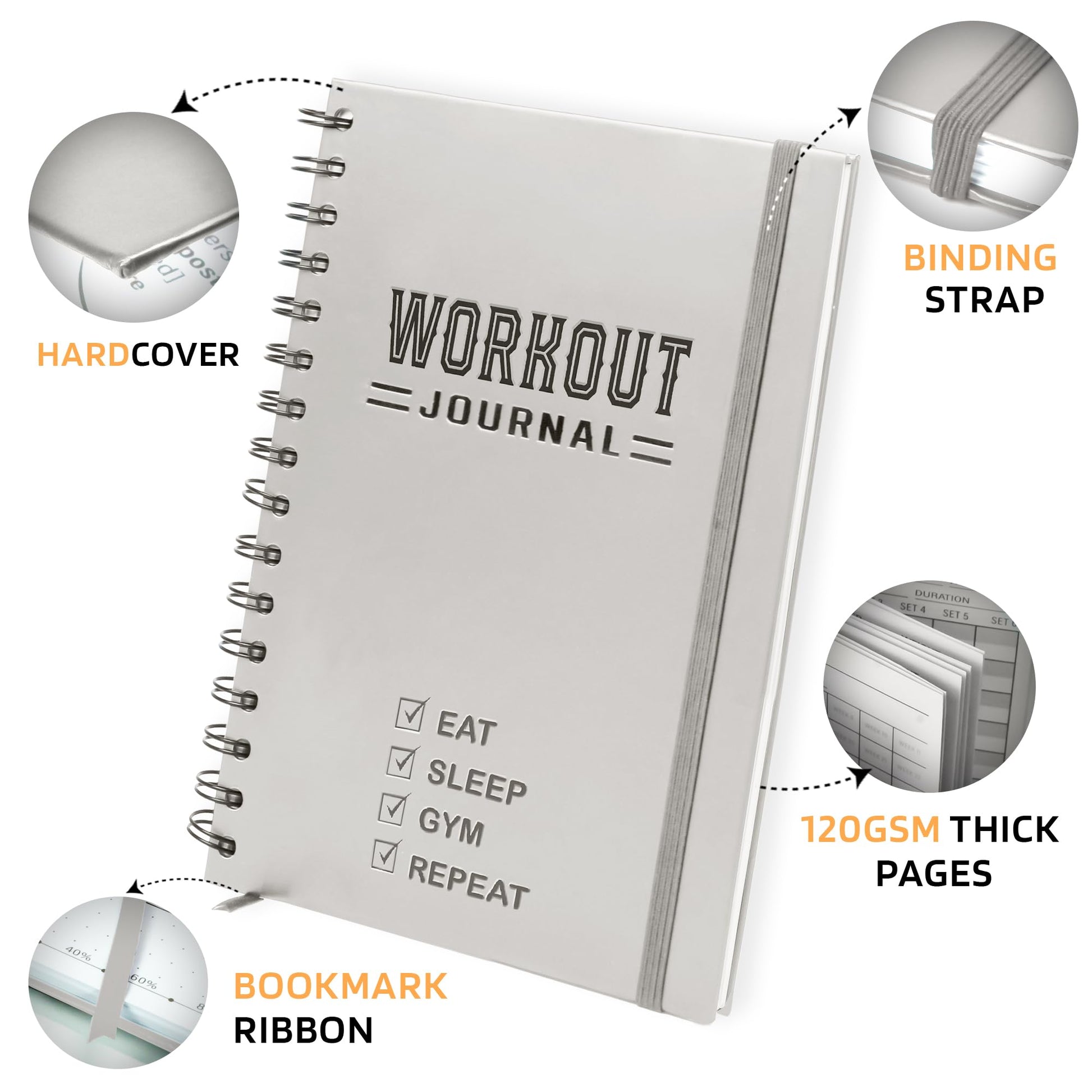 Nextnoid Hardcover Fitness Journal Workout Planner for Men & Women - A5(5.7" x 8.3") Sturdy Workout Log Book to Track Gym & Home Workouts - My Store