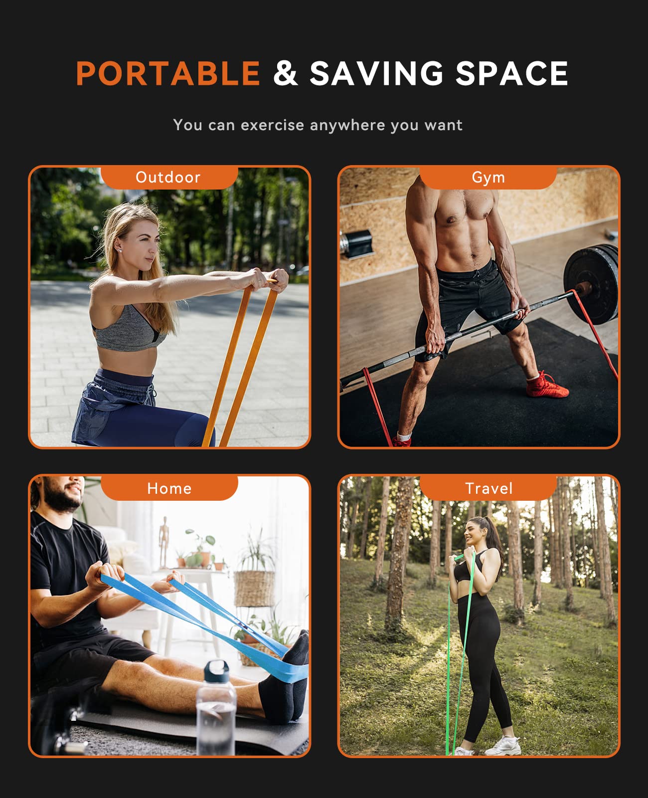 SUNPOW Pull Up Assistance Bands - Set of 5 Resistance Heavy Duty Workout Exercise Stretch Fitness Bands Assist Set for Body, Instruction Guide and Carry Bag Included - My Store