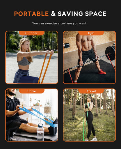 SUNPOW Pull Up Assistance Bands - Set of 5 Resistance Heavy Duty Workout Exercise Stretch Fitness Bands Assist Set for Body, Instruction Guide and Carry Bag Included - My Store