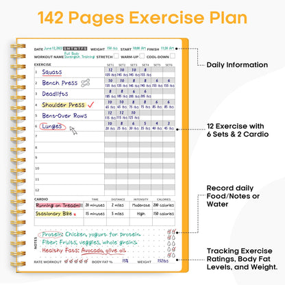 Fitness Workout Journal for Women & Men, A5(5.5" x 8.2") Workout Log Book Planner for Tracking, Progress, and Achieving Your Wellness Goals - Green - My Store