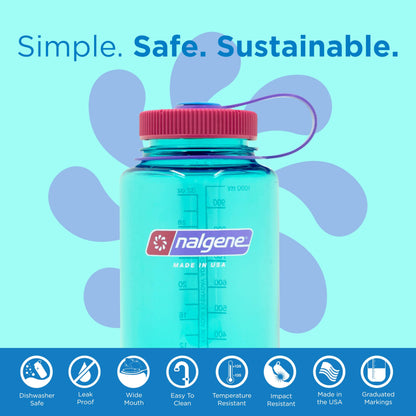 Nalgene Sustain Tritan BPA-Free Water Bottle Made with Material Derived From 50% Plastic Waste (using ISCC certified mass balance), 32 OZ, Wide Mouth - My Store