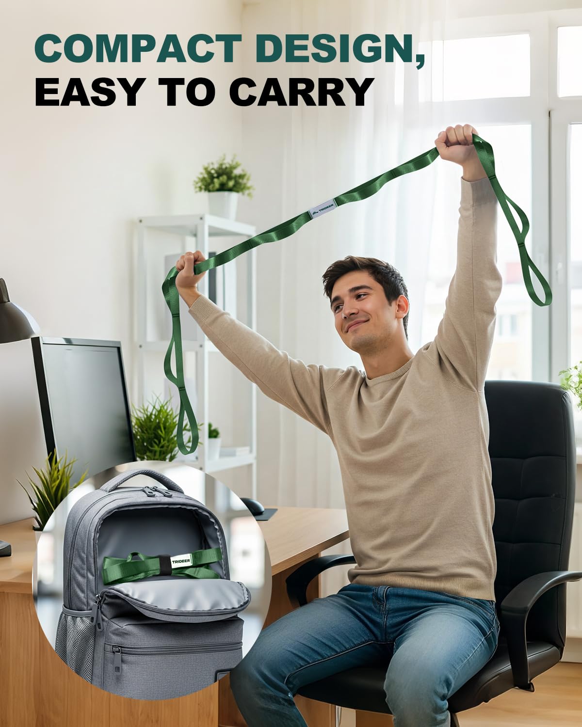 Trideer Stretching Strap Yoga Strap Physical Therapy for Home Workout, Exercise, Pilates and Gymnastics, 10 Loops Non-Elastic Stretch Bands with Aesthetic Packaging for Women & Men - My Store