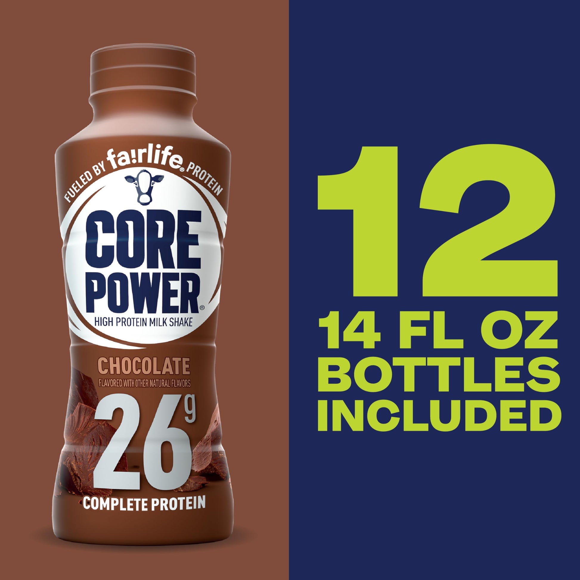 Core Power Protein Shake, Chocolate, 26g Bottle, 14oz, 12 Pack - My Store