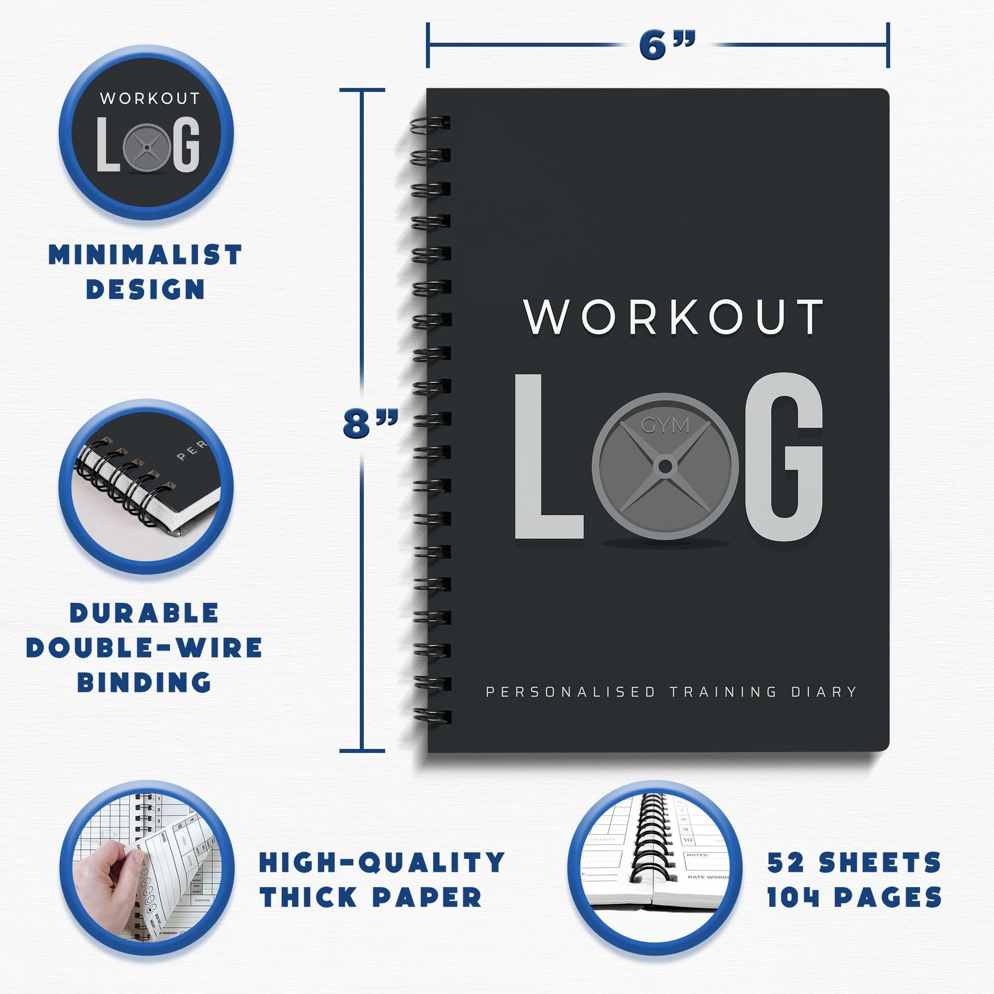 Workout Planner for Daily Fitness Tracking & Goals Setting - A5 Size, 6” x 8”, Charcoal Gray - Men & Women Personal Home & Gym Training Diary - Log Book Journal - by Workout Log Gym - My Store