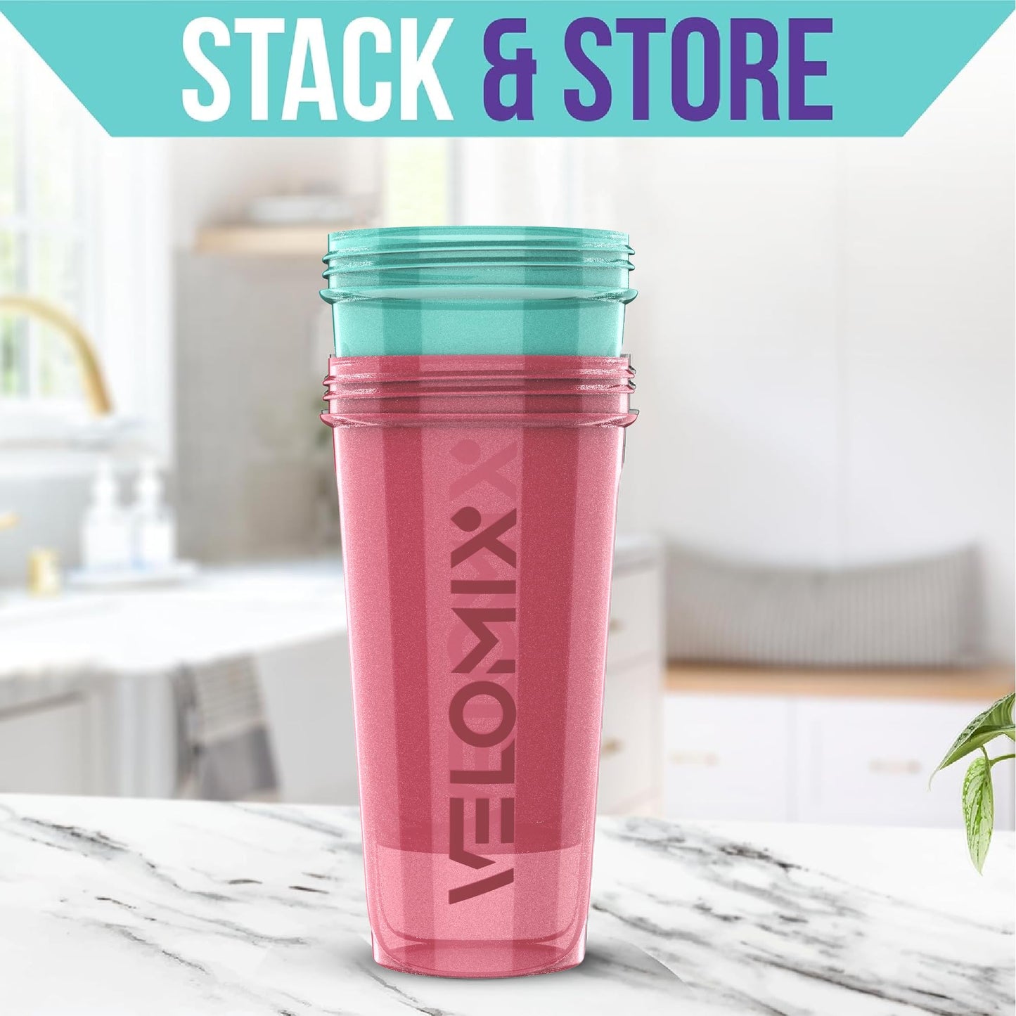 VELOMIX - 2 Pack- 28 oz Protein Shaker Bottles for Protein Mixes - 2x Wire Whisk | Leak Proof Shaker Cups for Protein Shakes | Protein Shaker Bottle Pack (Black/Transparent) - My Store