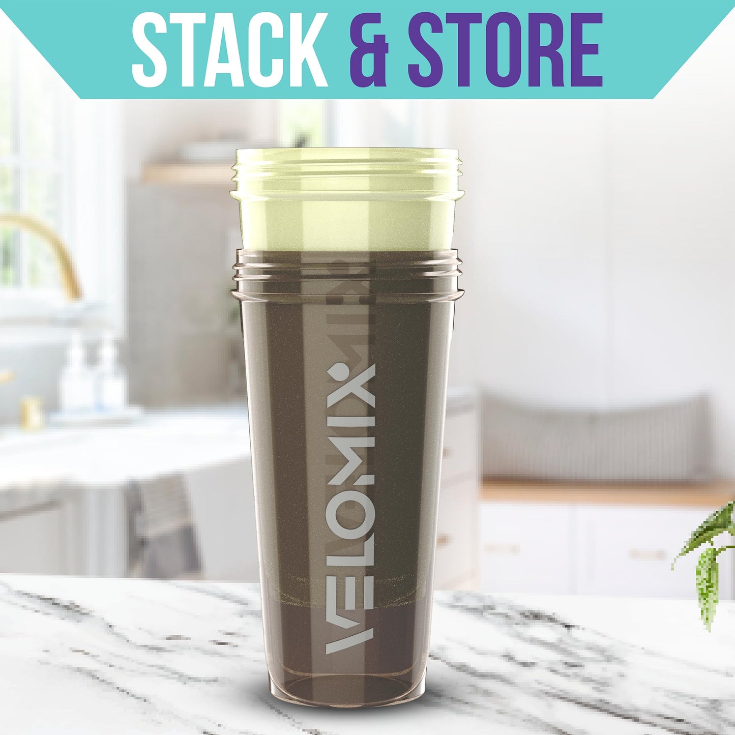 VELOMIX - 2 Pack- 28 oz Protein Shaker Bottles for Protein Mixes - 2x Wire Whisk | Leak Proof Shaker Cups for Protein Shakes | Protein Shaker Bottle Pack (Black/Transparent) - My Store