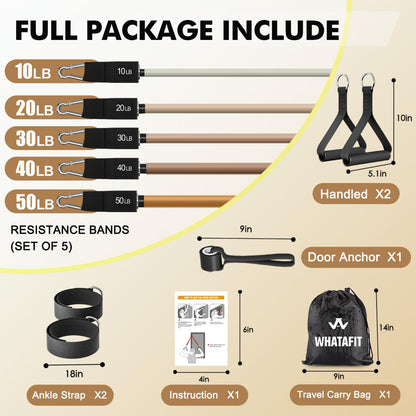 WHATAFIT Resistance Bands, Exercise Bands，Resistance Bands for Working Out, Work Out Bands with Handles for Men and Women Fitness, Strength Training Home Gym Equipment - My Store