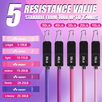 WHATAFIT Resistance Bands, Exercise Bands，Resistance Bands for Working Out, Work Out Bands with Handles for Men and Women Fitness, Strength Training Home Gym Equipment - My Store